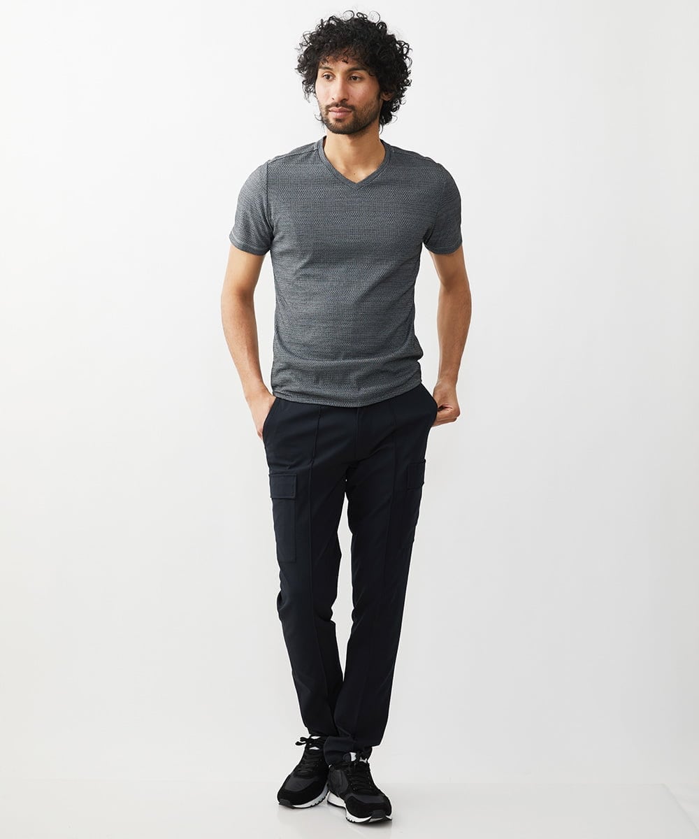 MNKGT11110 MICHEL KLEIN HOMME(ミッシェルクラン オム) 『レッドカップキャンペーン』《日本製》格子柄リンクス半袖カットソー グレー