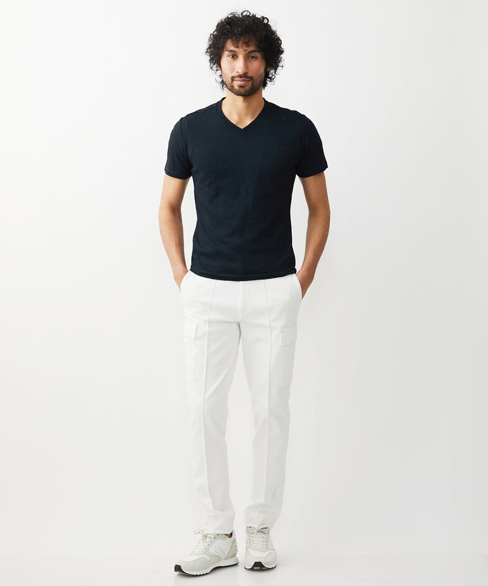 MNKGT11110 MICHEL KLEIN HOMME(ミッシェルクラン オム) 『レッドカップキャンペーン』《日本製》格子柄リンクス半袖カットソー ダークグレー