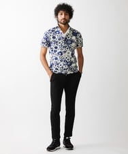 MNKGV51230 MICHEL KLEIN HOMME(ミッシェルクラン オム) 《日本製》フラワー柄半袖ポロシャツ ブルー
