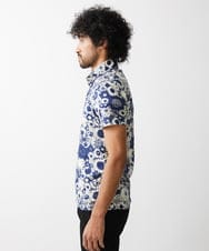 MNKGV51230 MICHEL KLEIN HOMME(ミッシェルクラン オム) 《日本製》フラワー柄半袖ポロシャツ ブルー
