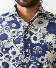 MNKGV51230 MICHEL KLEIN HOMME(ミッシェルクラン オム) 《日本製》フラワー柄半袖ポロシャツ ブルー