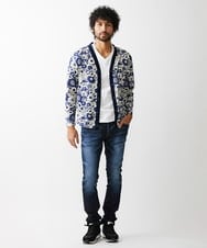 MNKGV53250 MICHEL KLEIN HOMME(ミッシェルクラン オム) 《日本製》フラワー柄プリントカーディガン ブルー