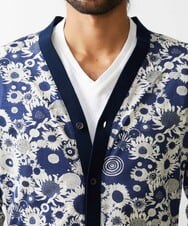MNKGV53250 MICHEL KLEIN HOMME(ミッシェルクラン オム) 《日本製》フラワー柄プリントカーディガン ブルー