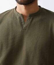 MNKGV56150 MICHEL KLEIN HOMME(ミッシェルクラン オム) 《日本製》チェック柄クルーネック半袖カットソー カーキ(36)