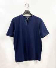 MNKGV56150 MICHEL KLEIN HOMME(ミッシェルクラン オム) 《日本製》チェック柄クルーネック半袖カットソー ネイビー(57)