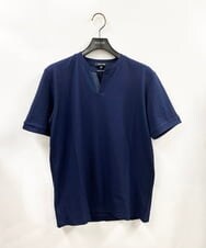 MNKGV56150 MICHEL KLEIN HOMME(ミッシェルクラン オム) 《日本製》チェック柄クルーネック半袖カットソー 24SS ネイビー(57)