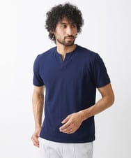 MNKGV56150 MICHEL KLEIN HOMME(ミッシェルクラン オム) 《日本製》チェック柄クルーネック半袖カットソー ネイビー(57)