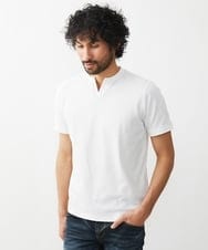 MNKGV56150 MICHEL KLEIN HOMME(ミッシェルクラン オム) 《日本製》チェック柄クルーネック半袖カットソー ホワイト(90)
