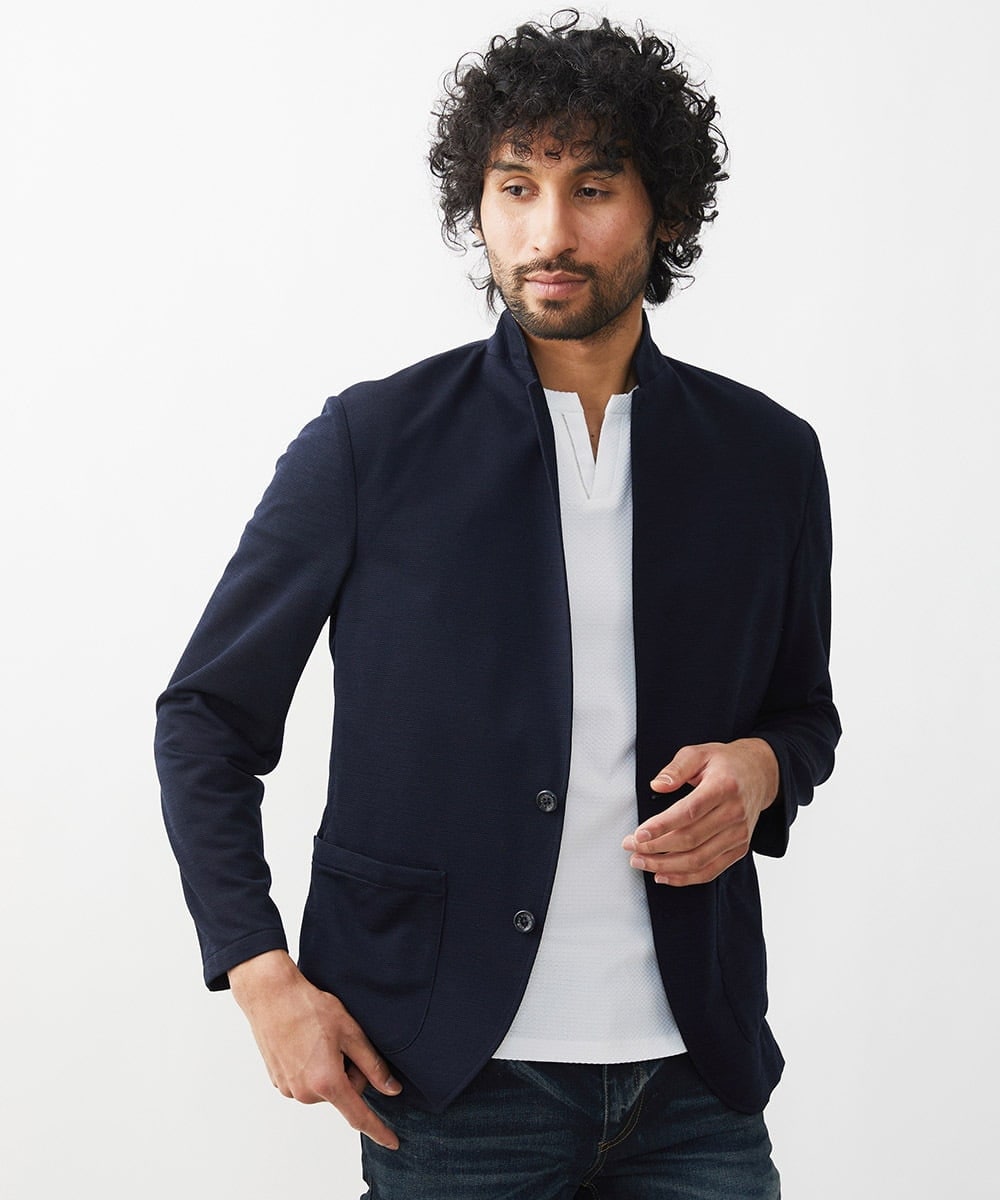 MNKGV56150 MICHEL KLEIN HOMME(ミッシェルクラン オム) 《日本製》チェック柄クルーネック半袖カットソー ホワイト(90)