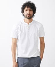 MNKGV57150 MICHEL KLEIN HOMME(ミッシェルクラン オム) 《日本製》ヘンリーネック半袖カットソー ホワイト