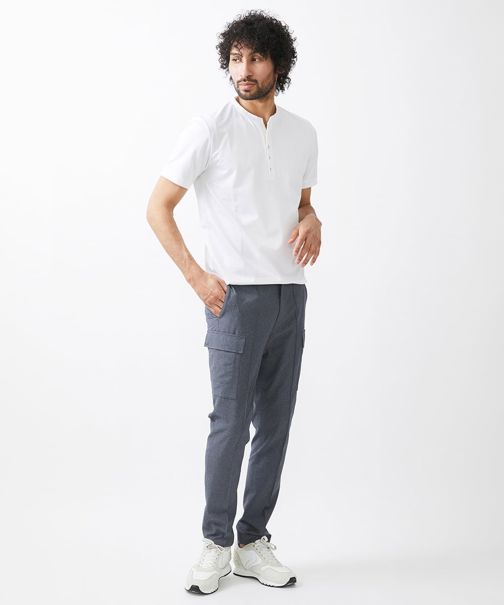 MNKGV57150 MICHEL KLEIN HOMME(ミッシェルクラン オム) 《日本製》ヘンリーネック半袖カットソー ホワイト