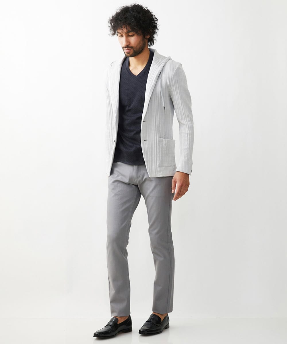 MNKGX31250 MICHEL KLEIN HOMME(ミッシェルクラン オム) プリーツパーカージャケット ライトグレー