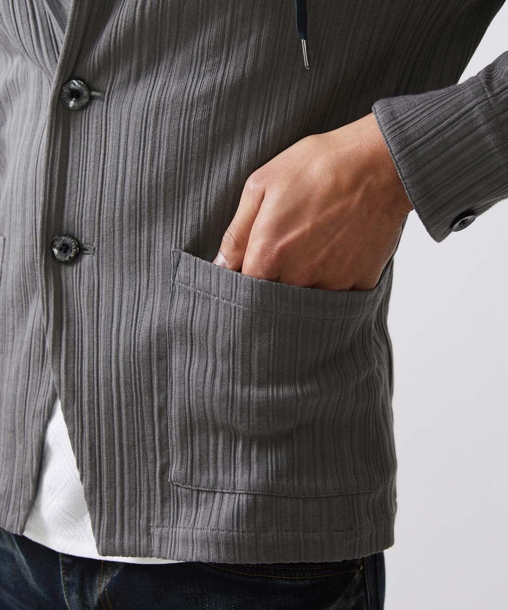 MNKGX31250 MICHEL KLEIN HOMME(ミッシェルクラン オム) プリーツパーカージャケット ダークグレー