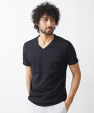 MNKGX50130 MICHEL KLEIN HOMME(ミッシェルクラン オム) 《日本製》ダイヤ柄半袖カットソー ブラック