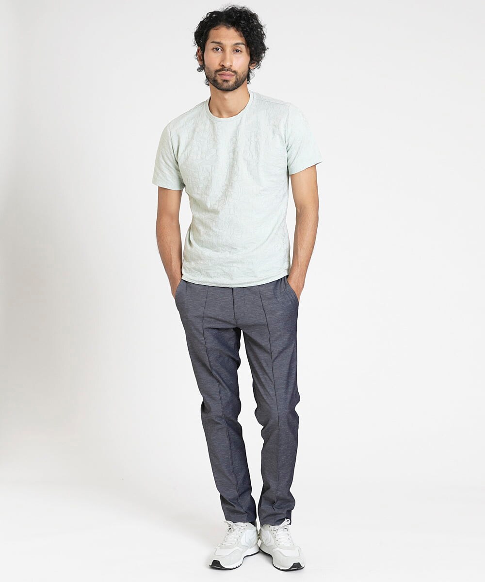 MNKGX54150 MICHEL KLEIN HOMME(ミッシェルクラン オム) ボタニカル柄クルーネック半袖Tシャツ グリーン