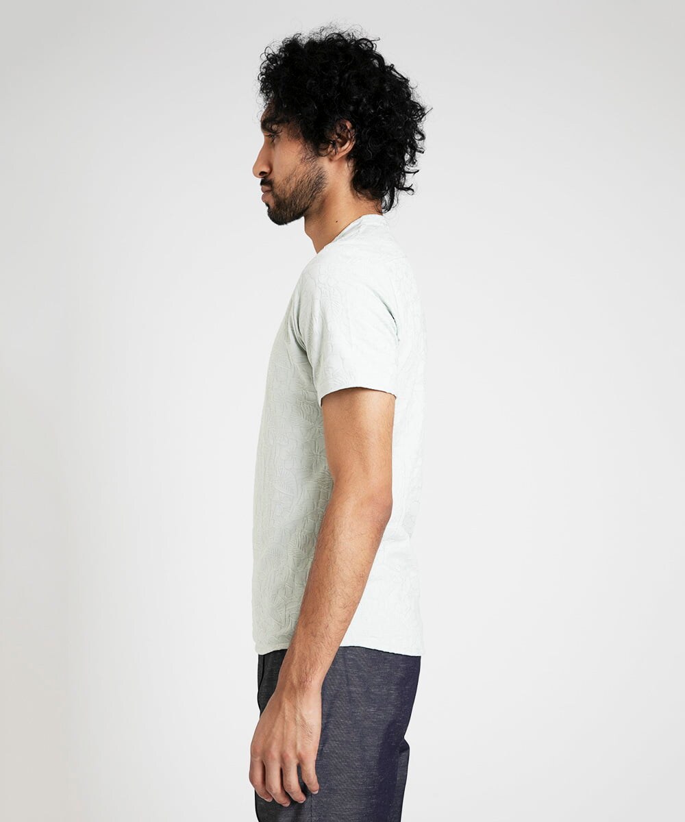 MNKGX54150 MICHEL KLEIN HOMME(ミッシェルクラン オム) ボタニカル柄クルーネック半袖Tシャツ グリーン