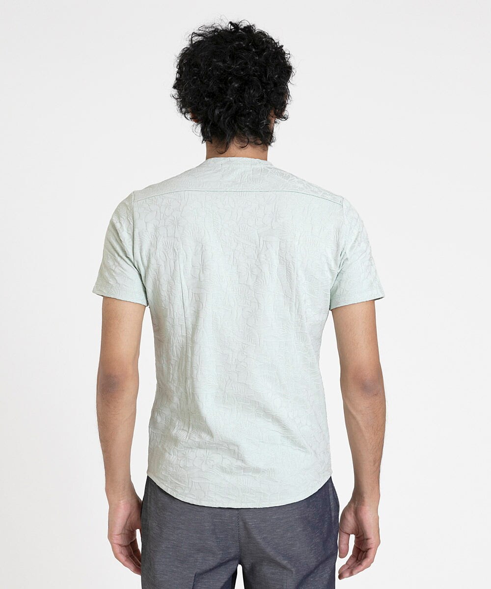 MNKGX54150 MICHEL KLEIN HOMME(ミッシェルクラン オム) ボタニカル柄クルーネック半袖Tシャツ グリーン