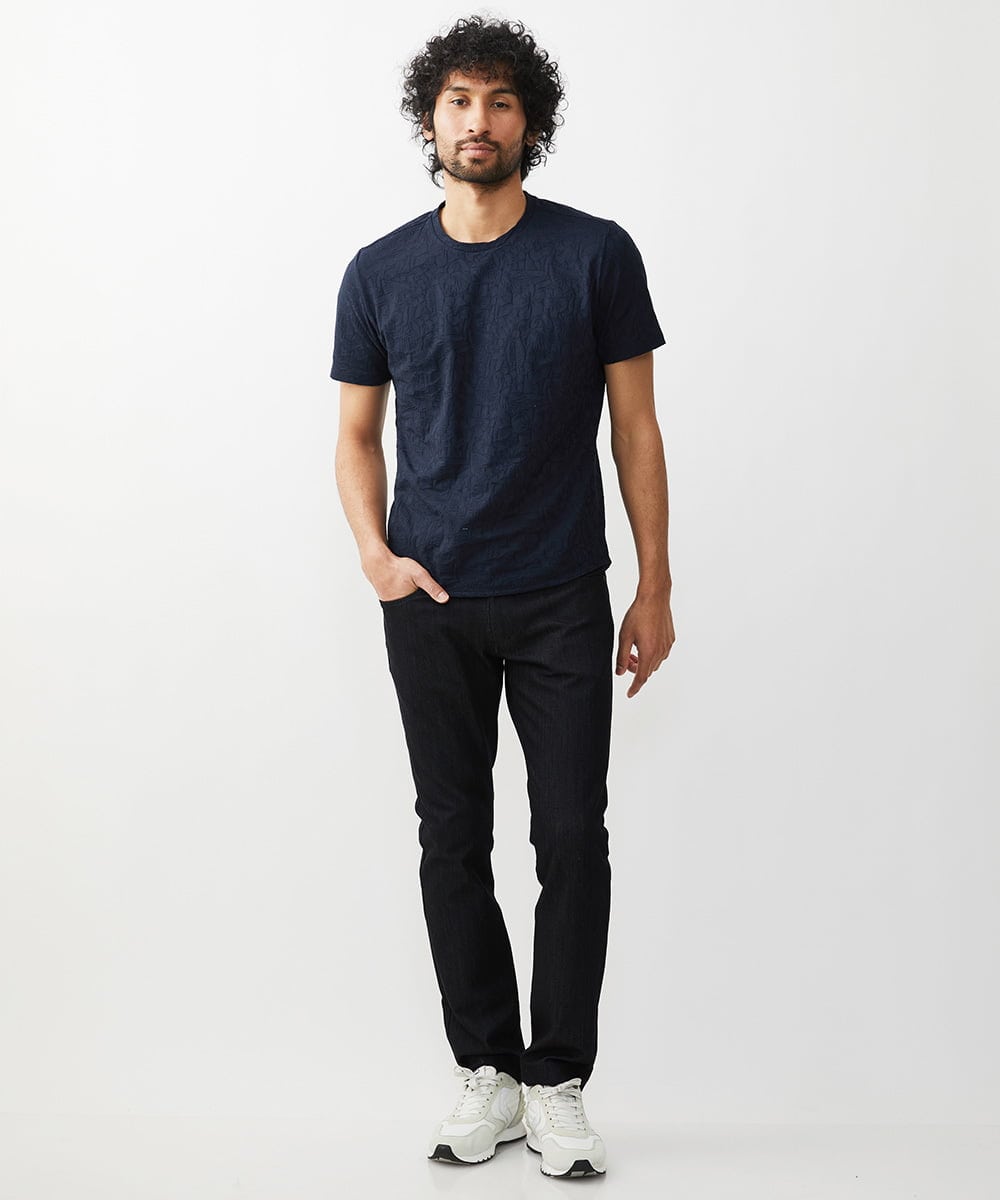 MNKGX54150 MICHEL KLEIN HOMME(ミッシェルクラン オム) ボタニカル柄クルーネック半袖Tシャツ ネイビー
