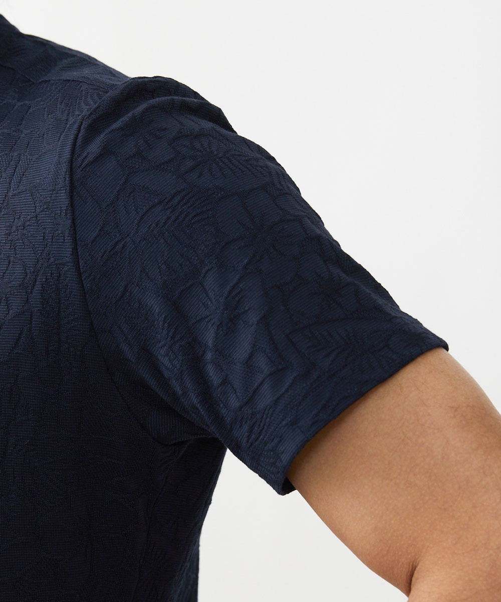 MNKGX54150 MICHEL KLEIN HOMME(ミッシェルクラン オム) ボタニカル柄クルーネック半袖Tシャツ ネイビー