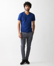 MNKGX55130 MICHEL KLEIN HOMME(ミッシェルクラン オム) 《日本製》千鳥柄半袖カットソー ブルー