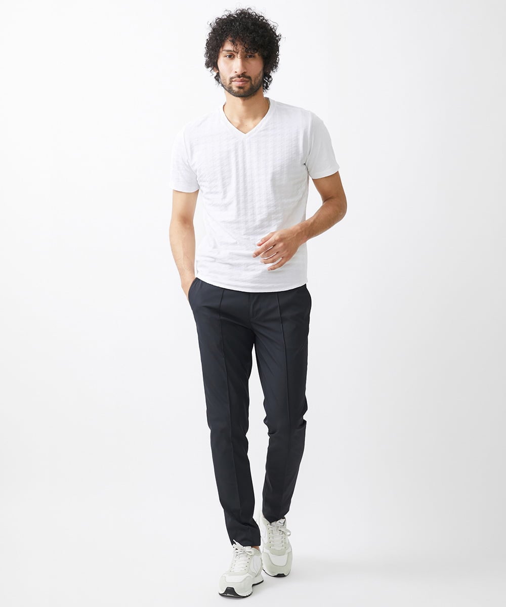 MNKGX55130 MICHEL KLEIN HOMME(ミッシェルクラン オム) 《日本製》千鳥柄半袖カットソー ホワイト