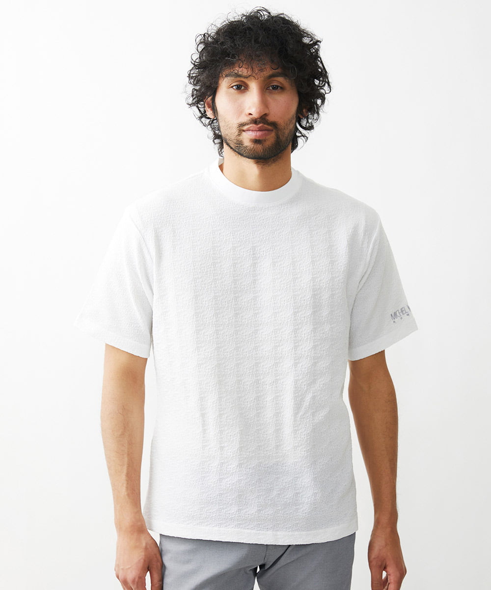 MNKGX58150 MICHEL KLEIN HOMME(ミッシェルクラン オム) ニット半袖Tシャツ セットアップ 24SS ホワイト(90)