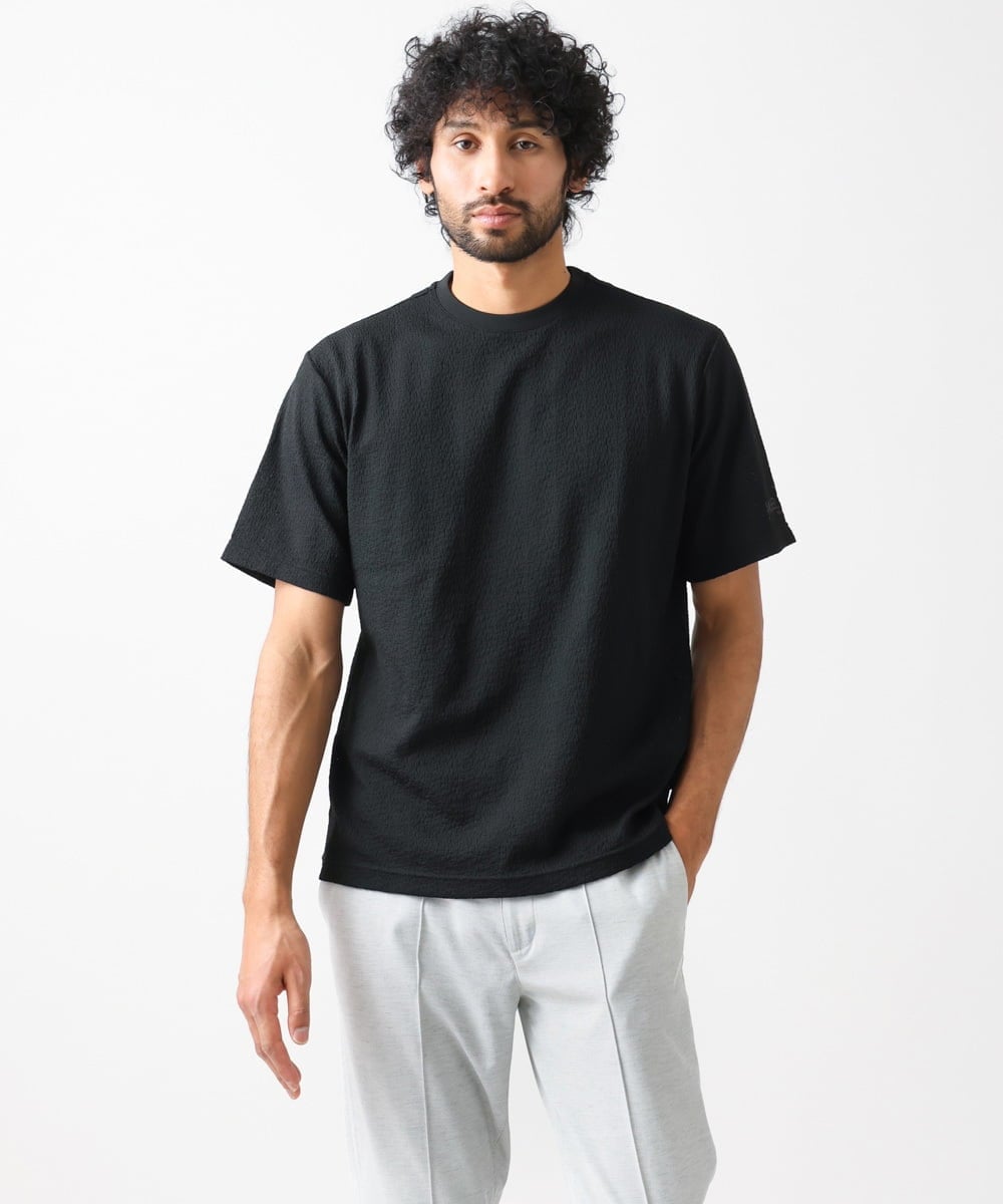 MNKGX58150 MICHEL KLEIN HOMME(ミッシェルクラン オム) ニット半袖Tシャツ セットアップ 24SS ブラック(94)