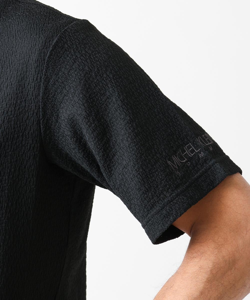 MNKGX58150 MICHEL KLEIN HOMME(ミッシェルクラン オム) ニット半袖Tシャツ セットアップ 24SS ブラック(94)