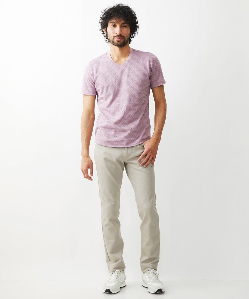 MNKGX59130 MICHEL KLEIN HOMME(ミッシェルクラン オム) Vネック半袖Tシャツ ピンク