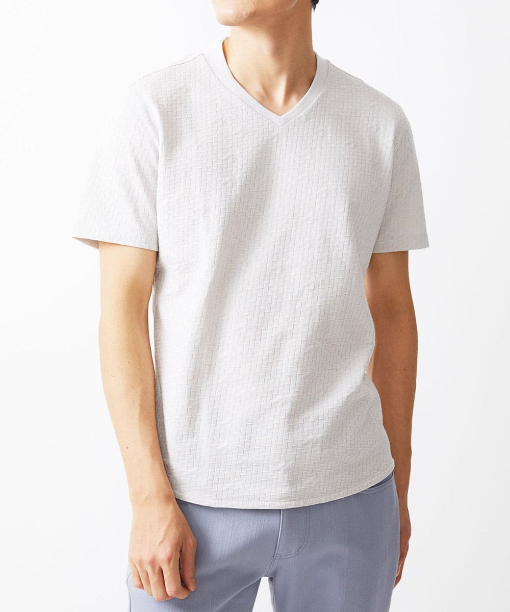 MNKGX59130 MICHEL KLEIN HOMME(ミッシェルクラン オム) Vネック半袖Tシャツ 24SS ライトグレー(91)