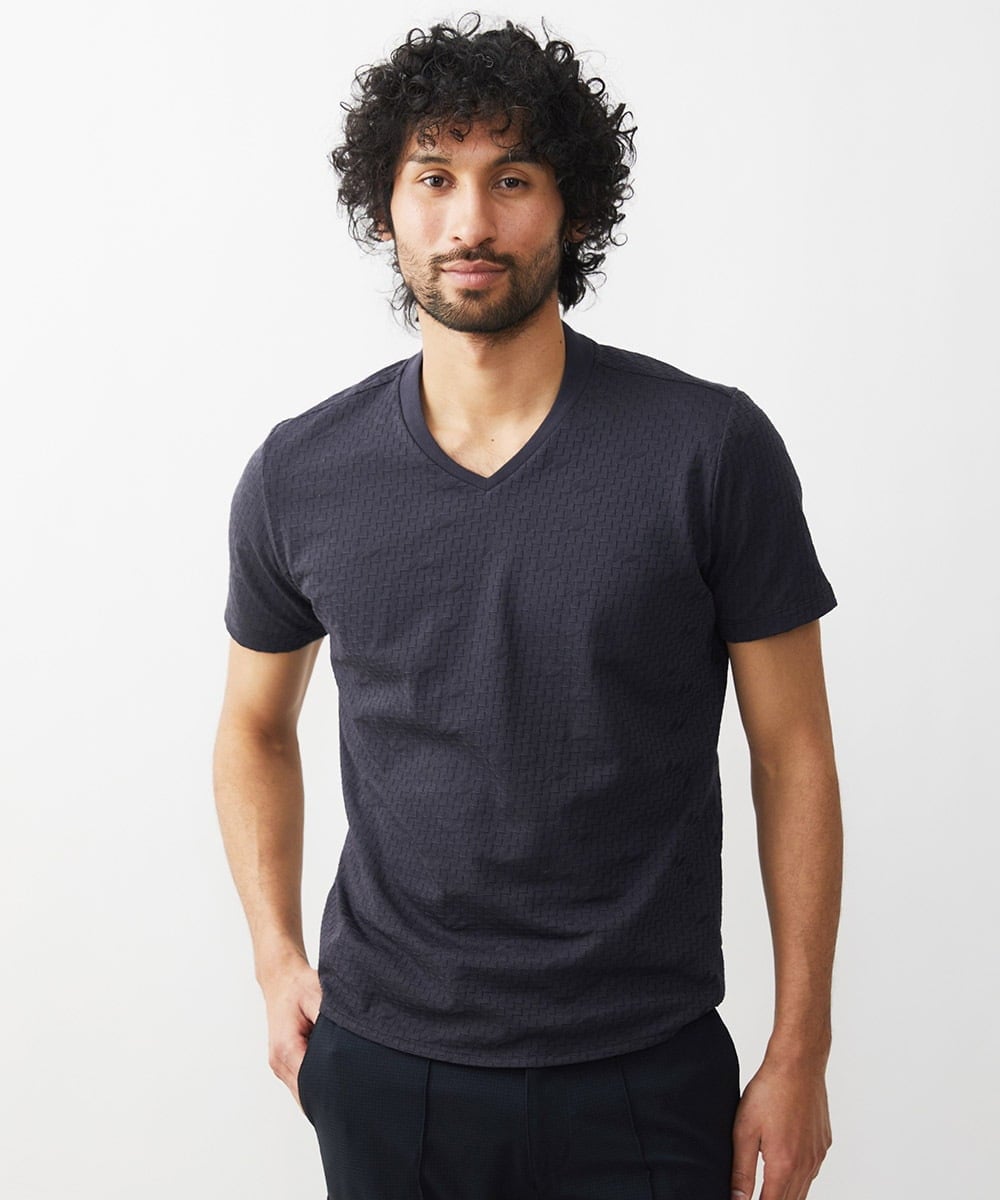 MNKGX59130 MICHEL KLEIN HOMME(ミッシェルクラン オム) Vネック半袖Tシャツ ダークグレー