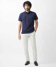 MNKGX60160 MICHEL KLEIN HOMME(ミッシェルクラン オム) 《日本製》ダイヤ柄半袖ポロシャツ ネイビー