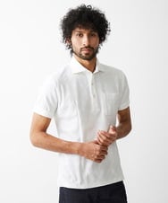 MNKGX60160 MICHEL KLEIN HOMME(ミッシェルクラン オム) 《日本製》ダイヤ柄半袖ポロシャツ ホワイト