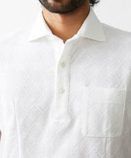 MNKGX60160 MICHEL KLEIN HOMME(ミッシェルクラン オム) 《日本製》ダイヤ柄半袖ポロシャツ ホワイト