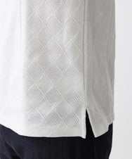MNKGX60160 MICHEL KLEIN HOMME(ミッシェルクラン オム) 《日本製》ダイヤ柄半袖ポロシャツ ホワイト(90)