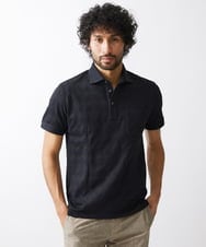 MNKGX60160 MICHEL KLEIN HOMME(ミッシェルクラン オム) 《日本製》ダイヤ柄半袖ポロシャツ ブラック