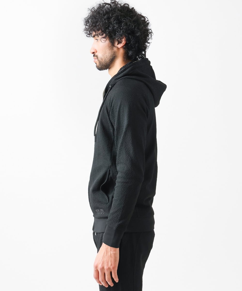MNKGX68250 MICHEL KLEIN HOMME(ミッシェルクラン オム) ブランドロゴ刺繍入りニットパーカー セットアップ ブラック