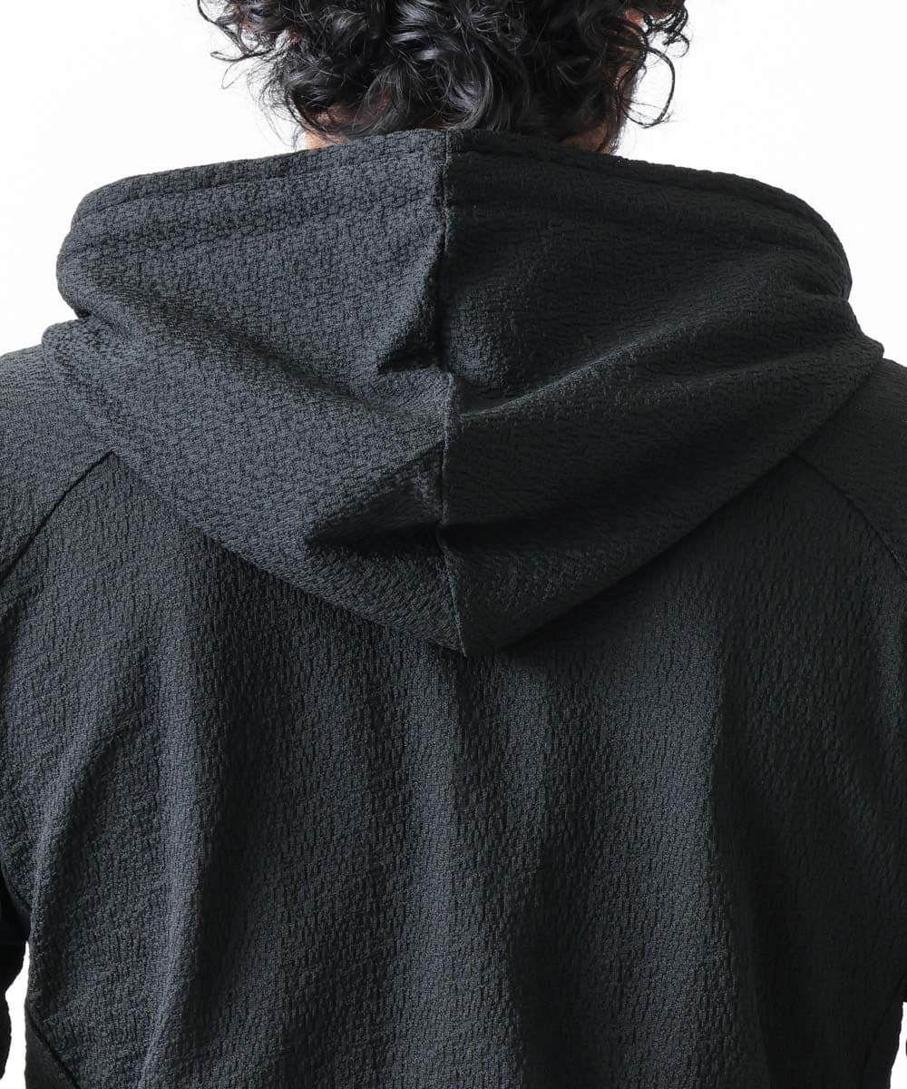 MNKGX68250 MICHEL KLEIN HOMME(ミッシェルクラン オム) ブランドロゴ刺繍入りニットパーカー セットアップ ブラック