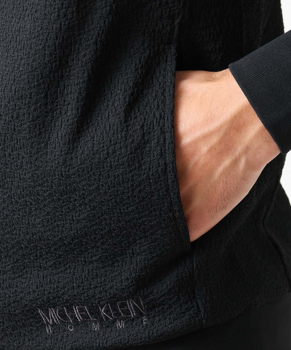 MNKGX68250 MICHEL KLEIN HOMME(ミッシェルクラン オム) ブランドロゴ刺繍入りニットパーカー セットアップ ブラック
