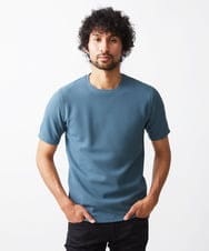MNKGX75130 MICHEL KLEIN HOMME(ミッシェルクラン オム) 《日本製》ワッフル半袖カットソー ライトブルー
