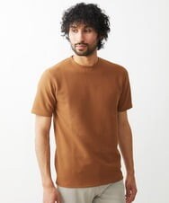 MNKGX75130 MICHEL KLEIN HOMME(ミッシェルクラン オム) 《日本製》ワッフル半袖カットソー ブラウン