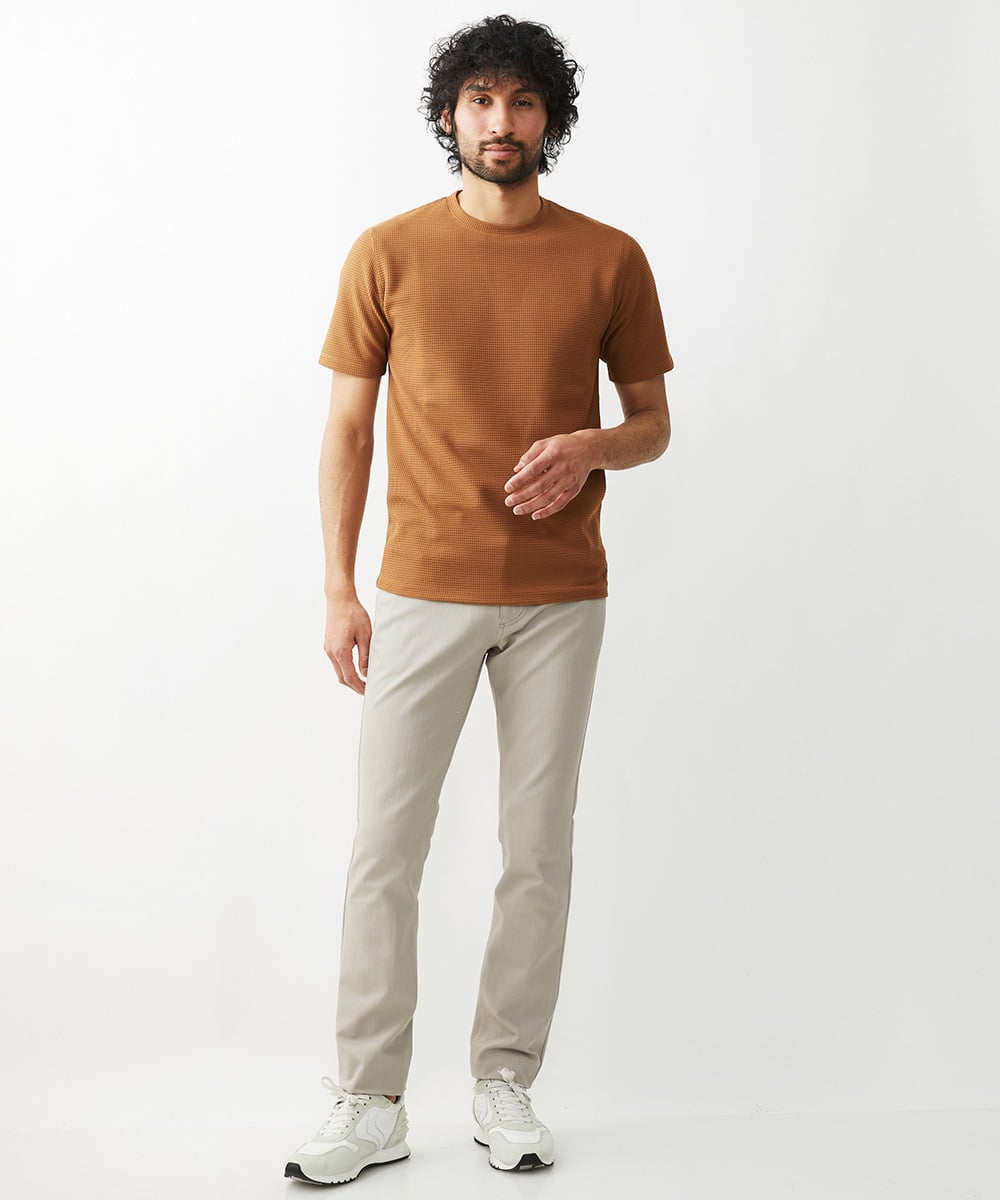 MNKGX75130 MICHEL KLEIN HOMME(ミッシェルクラン オム) 《日本製》ワッフル半袖カットソー ブラウン