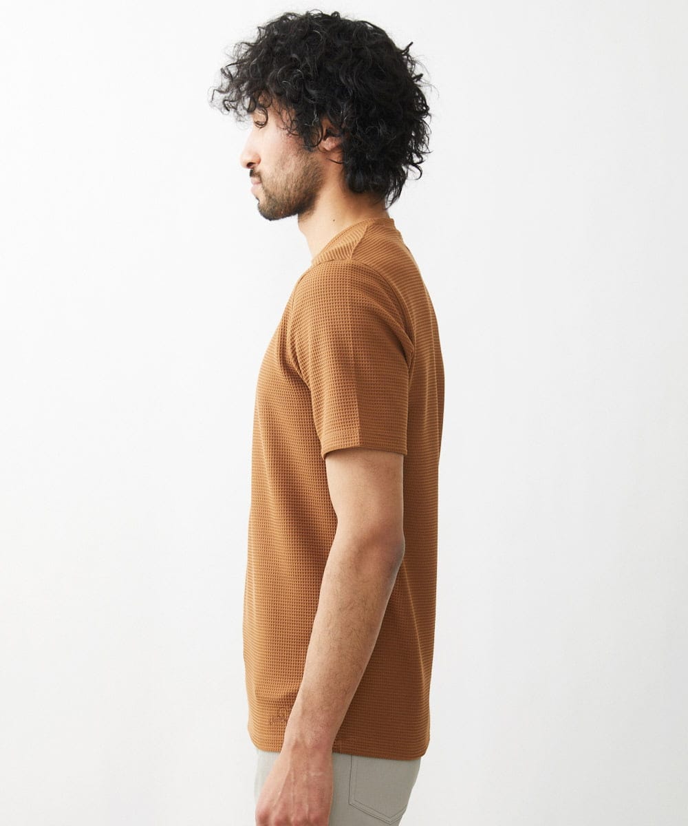 MNKGX75130 MICHEL KLEIN HOMME(ミッシェルクラン オム) 《日本製》ワッフル半袖カットソー ブラウン