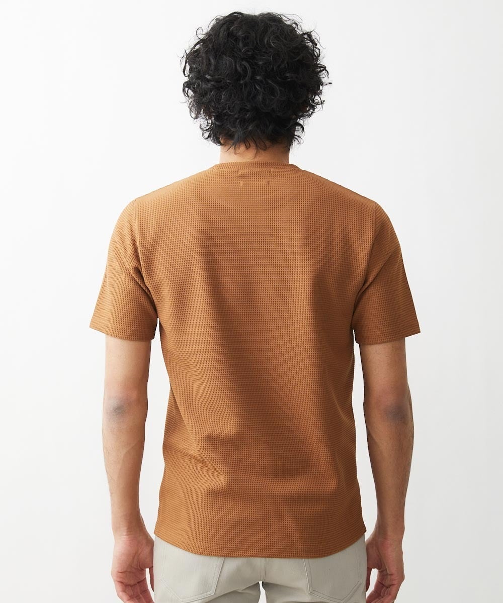 MNKGX75130 MICHEL KLEIN HOMME(ミッシェルクラン オム) 《日本製》ワッフル半袖カットソー ブラウン