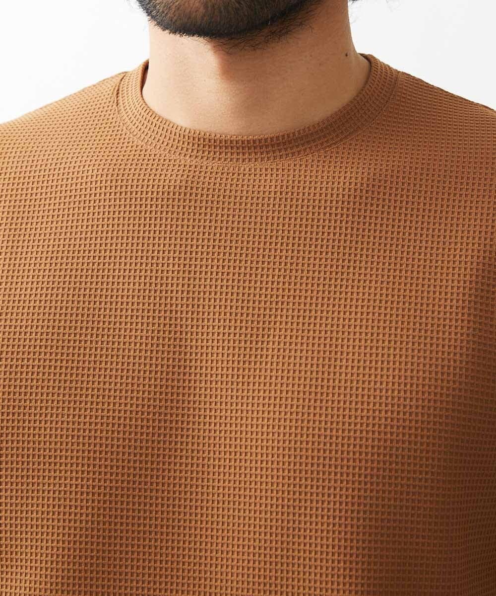 MNKGX75130 MICHEL KLEIN HOMME(ミッシェルクラン オム) 《日本製》ワッフル半袖カットソー ブラウン