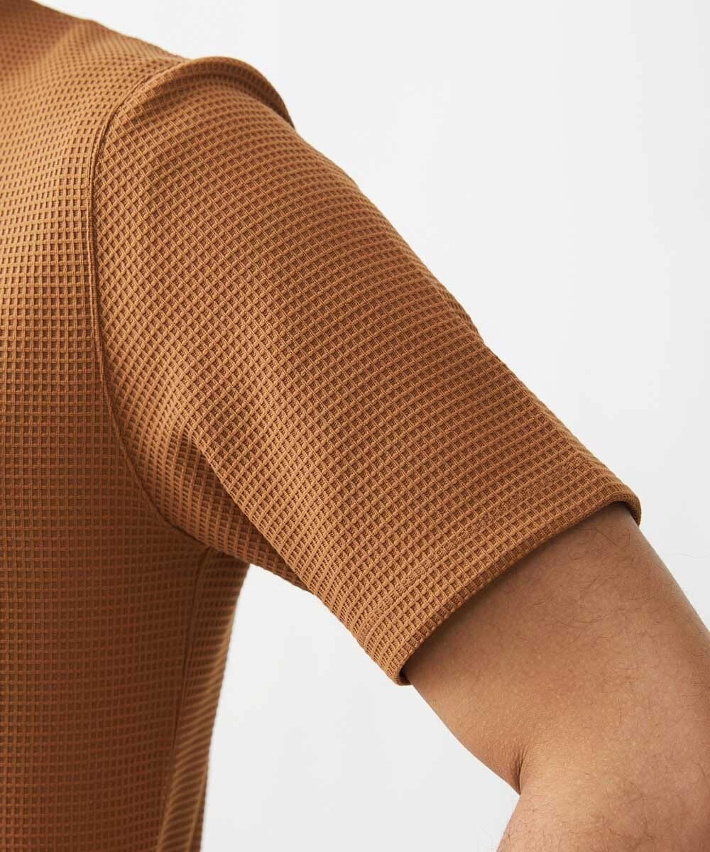 MNKGX75130 MICHEL KLEIN HOMME(ミッシェルクラン オム) 《日本製》ワッフル半袖カットソー ブラウン