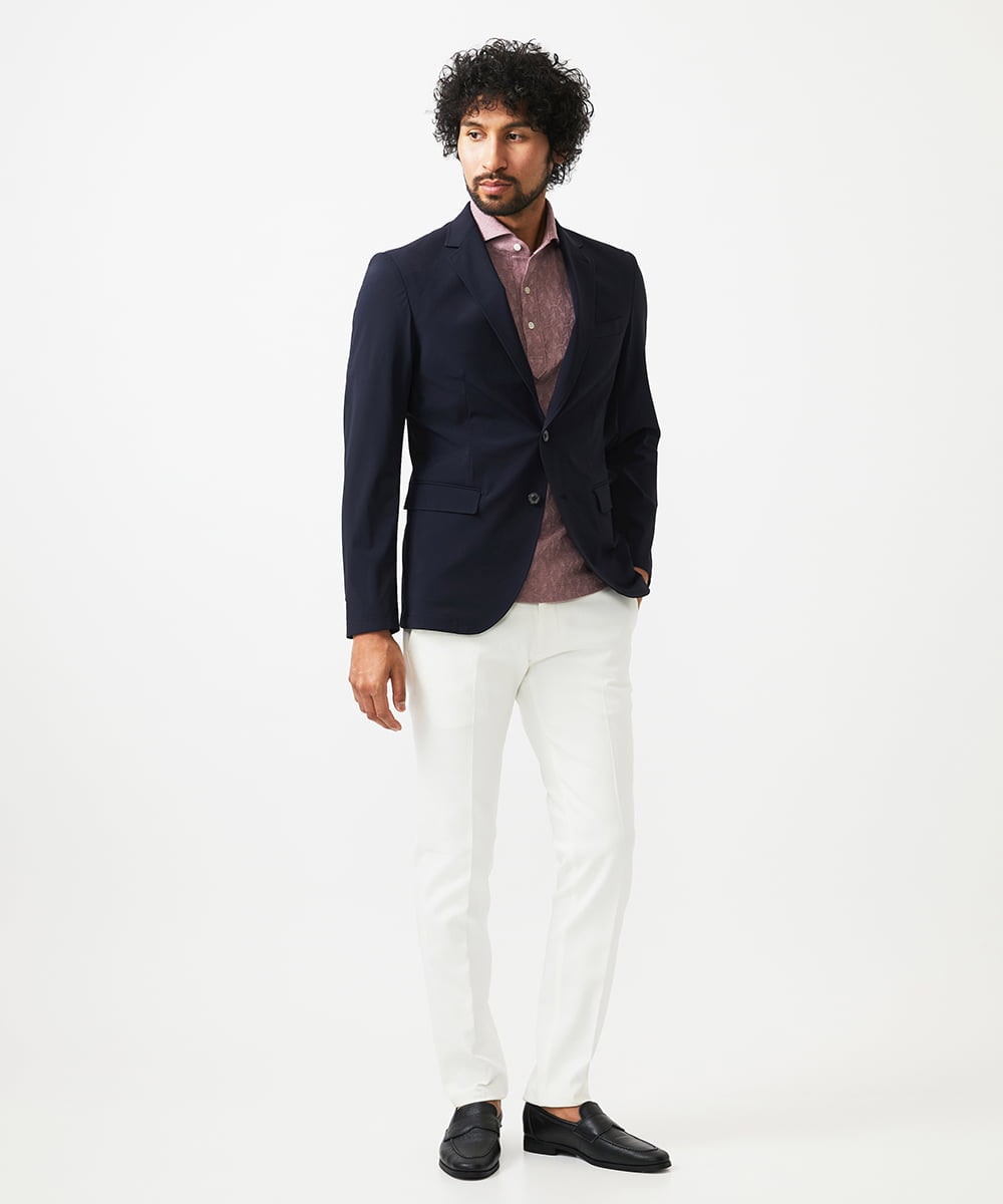 MNKHC61180 MICHEL KLEIN HOMME(ミッシェルクラン オム) 《日本製》幾何学柄ポロシャツ ピンク