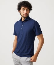 MNKHC61180 MICHEL KLEIN HOMME(ミッシェルクラン オム) 《日本製》幾何学柄ポロシャツ ネイビー