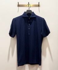 MNKHC61180 MICHEL KLEIN HOMME(ミッシェルクラン オム) 《日本製》幾何学柄ポロシャツ ネイビー