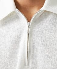 MNKHC62180 MICHEL KLEIN HOMME(ミッシェルクラン オム) 《日本製》モザイク柄ジップアップポロシャツ ホワイト